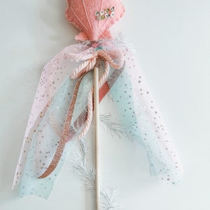 Mermaid Wand//magicwand•mermaid magic wand•woodenwand•felt rainbow•first birthday•magical•makebelieve•imagination•wand•Scanditoys•