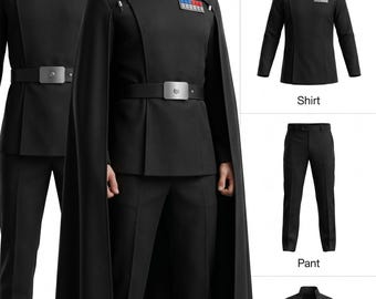 Imperial Officer Cosplay Costume, Galactic Empire Uniform, Black Military Style Suit with Cape, Villain Inspired Outfit.