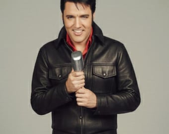 Traje de couro preto especial de retorno de Elvis Presley em 1968 | Traje de homenagem