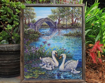 Swans of City Park - GICLEE stretched canvas
