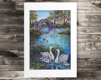 Swans of City Park - PAPER PRINT