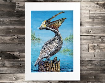 Louisiana Audubon Pelican - PAPER PRINT