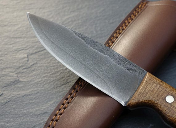 Handmade 1095 High Carbon Steel Acid Washed Hunting Knife – Fixed Blade Camping & Survival Skinner Knife with G10 Micarta Handle