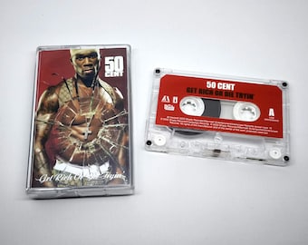 May include: Two clear cassette tapes. One has a cover with a photo of 50 Cent and the text "50 Cent Get Rich Or Die Tryin". The other cassette has a red label with the same text.