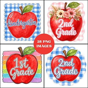 Striped Teacher Apple PNG | Teach Love Inspire | Blue Gingham Back to School | Teacher Appreciation