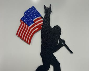 Bigüße amerikanische Flagge Magnet, Sasquatch Vaterländische Dekoration, lustiges Geschenk im Freien, USA Pride Kühlschrankmagnet, Camping & Wandergeschenk