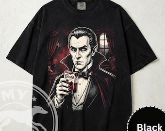Vampire Juice Box Shirt, Vintage Dracula Grafik T-Shirt, Comfort Farben Unisex T-Shirt, lustiges Gothic Horror Top,