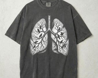 Camiseta com estampa de pulmões anatômicos, camiseta Comfort Colors com estampa de pulmões de árvore, camiseta unissex com estampa da natureza, presente para estudante de medicina, blusa de anatomia estilo cottagecore
