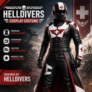 Helldivers Cosplay Costume | Premium Faux Leather Medic Armor Suit - Sci-Fi Soldier Outfit • Custom Made Convention Costume