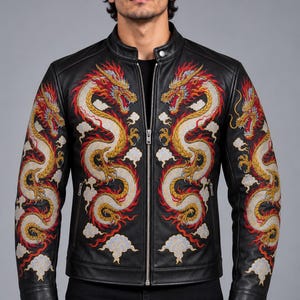 Dragon Leather Motorcycle Jacket - Etsy