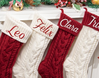 2025 Personalized Christmas Stocking, Embroidered Stocking with Name, Family Knitted Stockings, Holiday Family Decor, Xmas Gift