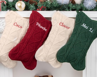 2025 Personalized Dog Bone Christmas Stockings, Embroidered Pet Stocking With Name, Family Knitted Stocking, Holiday Xmas Decor