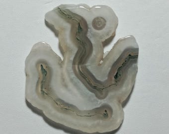 polished Slice Green Moss Agate Gemstone Cabochon, Handmade Cabochon for jewelry making, (78 Carat 51 x 45 MM)