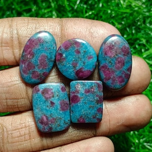 natural ruby kyanite lod  Gemstone Cabochon, Handmade Cabochon for jewelry making,  (66 Carat  5 piece )