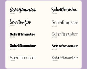 Personalized stickers, lettering, name badges, name labels, stickers | Vinyl | 10 fonts, 26 colors