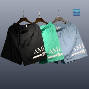 Herrbadshorts i Amiri-stil, sommarstrandshorts