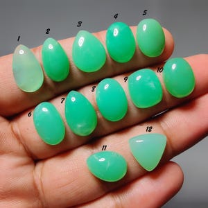 Natural Chrysoprase Cabochon – Flat Back Gemstone for Jewelry Making (13-15 mm)
