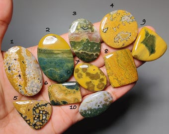 Natürlicher Ozean Jaspis Cabochon - Flachstein für die Schmuckherstellung (30-41 mm)
