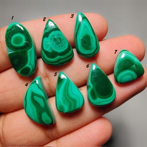 Natural Malachite Cabochon 82 Carat(13 - 23 mm) – Healing Stone, Flat Back Gemstone for Jewelry Making, Loose Gem for Pendant or Ring