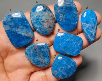 Natural Blue Apatite Cabochons – Flat Back Gemstone for Jewelry Making (205 Carat)