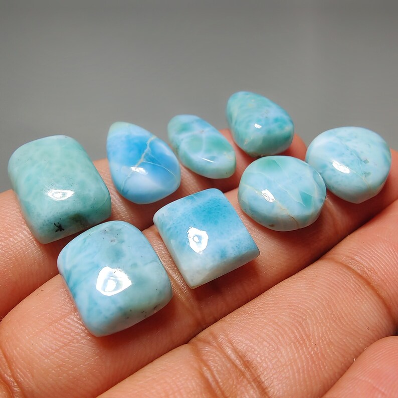 Natürlicher Larimar-Cabochon, 79 Karat (12–19 mm) – Heilstein, flacher Edelstein für die Schmuckherstellung, loser Edelstein für Anhänger oder Ringe Bild 2