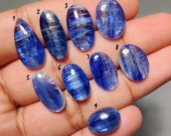 Natürlicher Kyanit Cabochon 67 Karat (12 - 19 mm) - Heilstein, flache Rückseite Edelstein für die Schmuckherstellung, loser Edelstein für Anhänger oder Ringe
