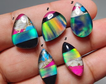 Crystal Aurora Opal Doublet Gemstone – Flat Back for Jewelry Making (36 Carat)