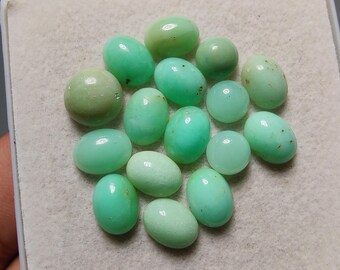 Natural Chrysoprase Cabochon Lot – Flat Back Gemstone for Jewelry Making (15 Carat, 6-8 mm)