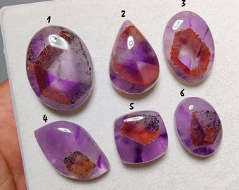 Natural Amethyst Cabochon 112 Carat(16 - 26 mm) – Healing Stone, Flat Back Gemstone for Jewelry Making, Loose Gem for Pendant or Ring