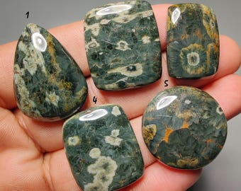 Natural Ocean Jasper Cabochon – 155 Carat Flat Back Gemstone