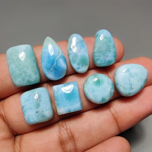 Natürlicher Larimar-Cabochon, 79 Karat (12–19 mm) – Heilstein, flacher Edelstein für die Schmuckherstellung, loser Edelstein für Anhänger oder Ringe Bild 3