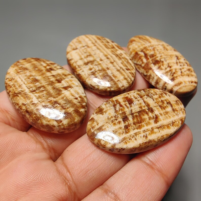 Cabujón de aragonita natural – Piedra preciosa de base plana para la fabricación de joyas (37-42 mm) imagen 2