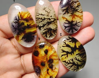 Scenic Agate Cabochon – Synthetic Flat Back Gemstone, 203 Carat