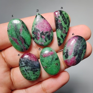 Natural Ruby Zoisite Cabochon – Flat Back Gemstone for Jewelry Making