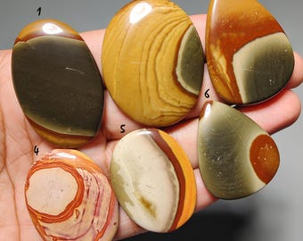 Cabujón de jaspe policromado natural – Piedra preciosa con base plana (34-43 mm)