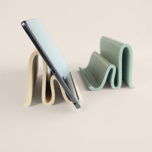 Tablet stand 3D print with modern desk organization design.