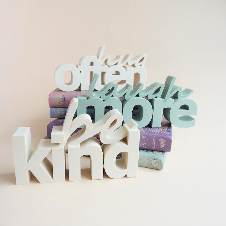 3d Printer Files Home Decoration Set Be Kind Sign 3D Lettering Print File Shelf Signs Commercial STL Therapy Office Printed Decor Kids Gift