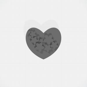 May include: A gray heart-shaped design with several flower cutouts. The heart and flowers have a 3D effect, casting shadows on a white background. The design is simple and elegant.