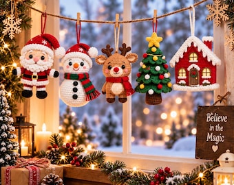 Christmas Spiral Ornaments Crochet Pattern Bundle PDF Christmas Amigurumi Ornament Crochet Snowman Pattern Santa Crochet
