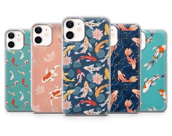 Koi Fish Phone Case Japanese Carp Cover for iPhone 17Pro, 16, 15, 14, 13, 12, Samsung S26, S25, S24, S23Fe, A16, A56, A55, Pixel 10, 9Pro