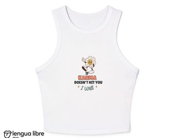 Karma Floral Racer Tank Top, Funny Graphic Tee