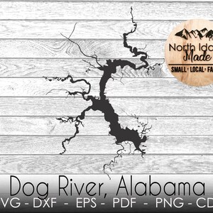 Dog River Alabama carte contour téléchargement immédiat dxf png SVG PDF EPS numérique forme vectorielle