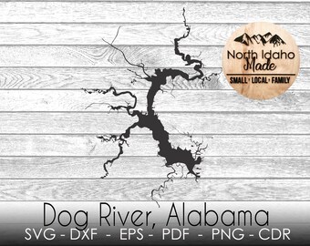Dog River Alabama Map Outline Instant Download dxf png SVG PDF EPS Digital Vector Shape