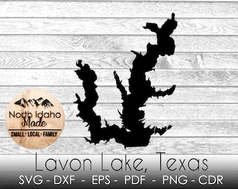 Lavon Lake, Texas Map Shape Silhouette Outline Instant Download dxf png cdr SVG PDF EPS Digital Vector Shape by NorthIdahoMade