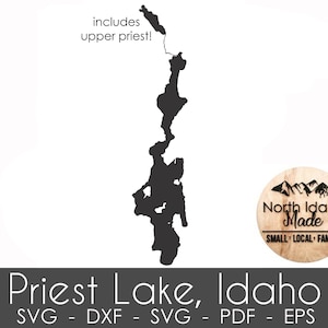 Priest Lake Idaho Map Outline Download instantâneo dxf png SVG PDF EPS Digital Vector Shape