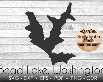 BEAD LAKE Washington Map Outline Instant Download dxf png svg pdf eps cdr Digital Vector Shape