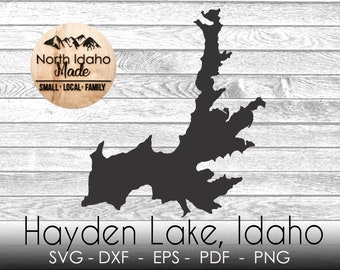 Hayden Lake Idaho Map Outline Instant Download dxf png SVG PDF EPS Digital Vector Shape