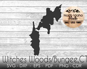 Witches Woods/Bungee Lakes, Connecticut Map Shape Silhouette Outline Instant Download dxf png cdr SVG PDF EPS Digital Vector Shape
