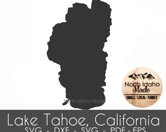 Lake Tahoe California Map Outline Instant Download dxf png SVG PDF EPS Digital Vector Shape