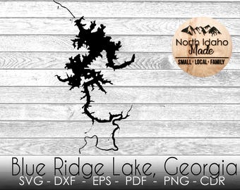 Blue Ridge Lake Georgia Map Outline Instant Download dxf png SVG PDF EPS Digital Vector Shape